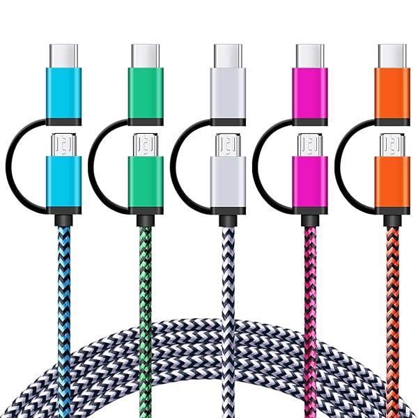 SIXSIM USB Type C Cable 5Pack 6Ft Nylon Braided Fast Charger for Samsung Galaxy LG Pixel and More