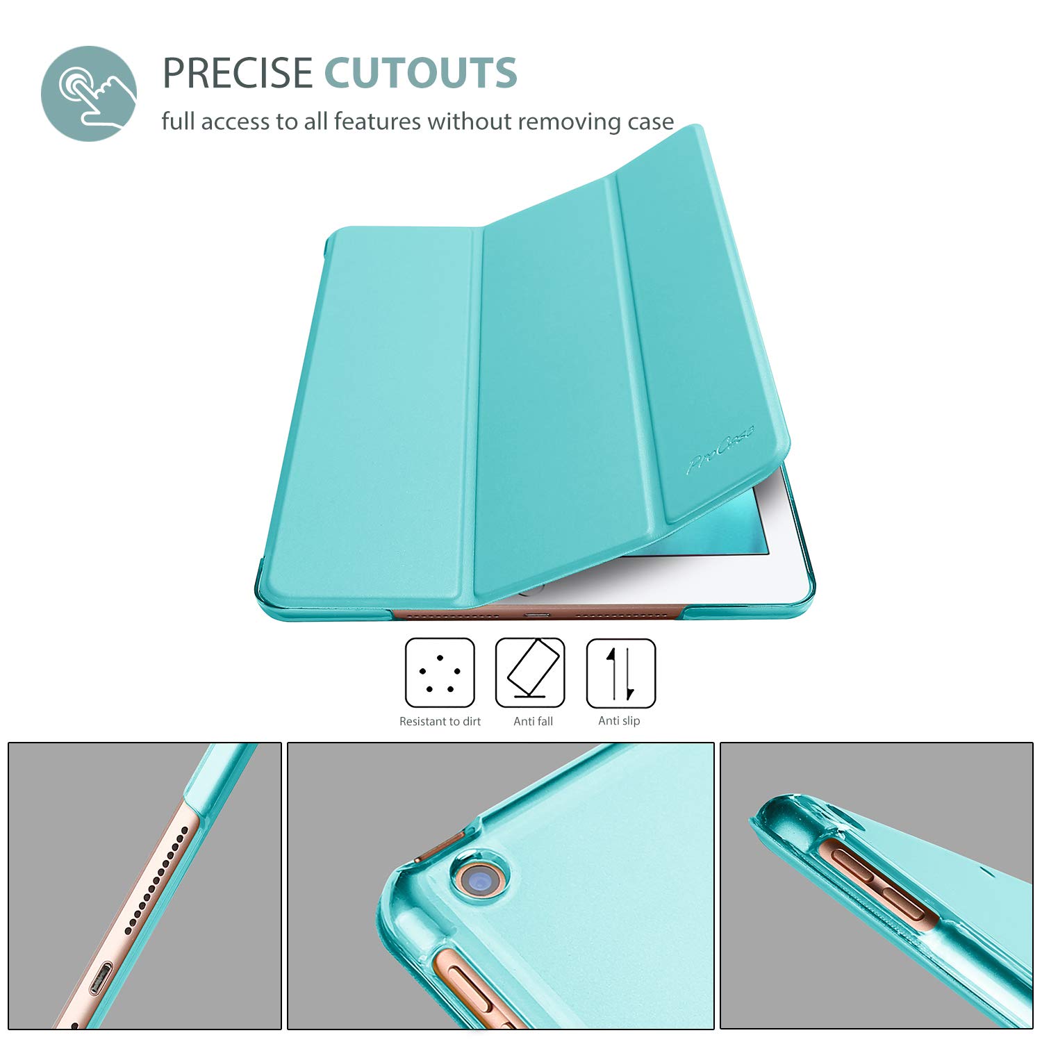 ProCase ProCase Smart Case for iPad Mini 4 Ultra Slim Lightweight Stand Cover Translucent Frosted Back Gold 7.9 Inch 2015 Model A1538 A1550 - View 3 of 9