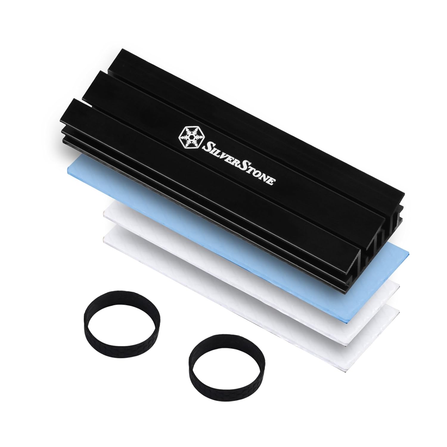 SilverStone Technology Aluminum Alloy Heatsink with Thermal Pads for PCIE NVME M.2 SATA M.2 TP02-M2 High Performance Cooling Solution