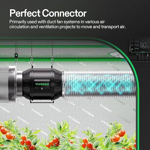 VIVOSUN VIVOSUN 6 Inch 8 Feet Non-insulated Flex Air Aluminum Ducting with 2 Stainless Steel Clamps for Efficient Ventilation - View 2 of 7