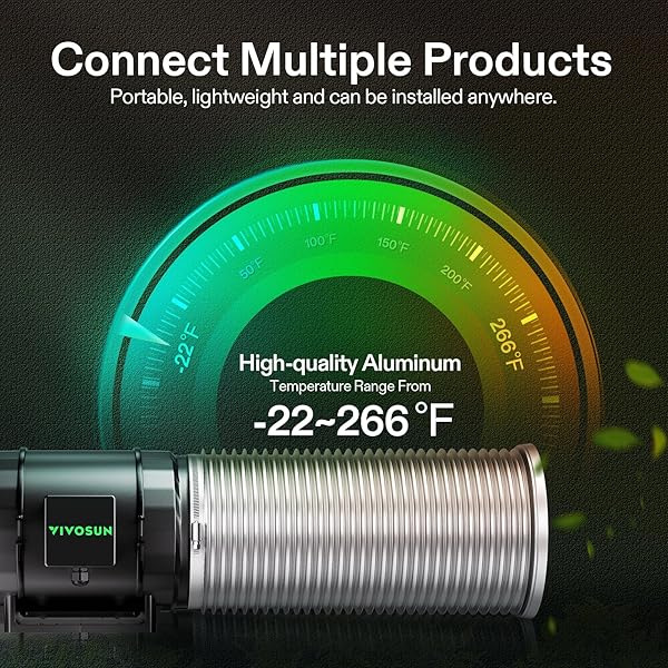 VIVOSUN VIVOSUN 6 Inch 8 Feet Non-insulated Flex Air Aluminum Ducting with 2 Stainless Steel Clamps for Efficient Ventilation - View 5 of 7