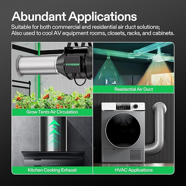 VIVOSUN VIVOSUN 6 Inch 8 Feet Non-insulated Flex Air Aluminum Ducting with 2 Stainless Steel Clamps for Efficient Ventilation - View 6 of 7