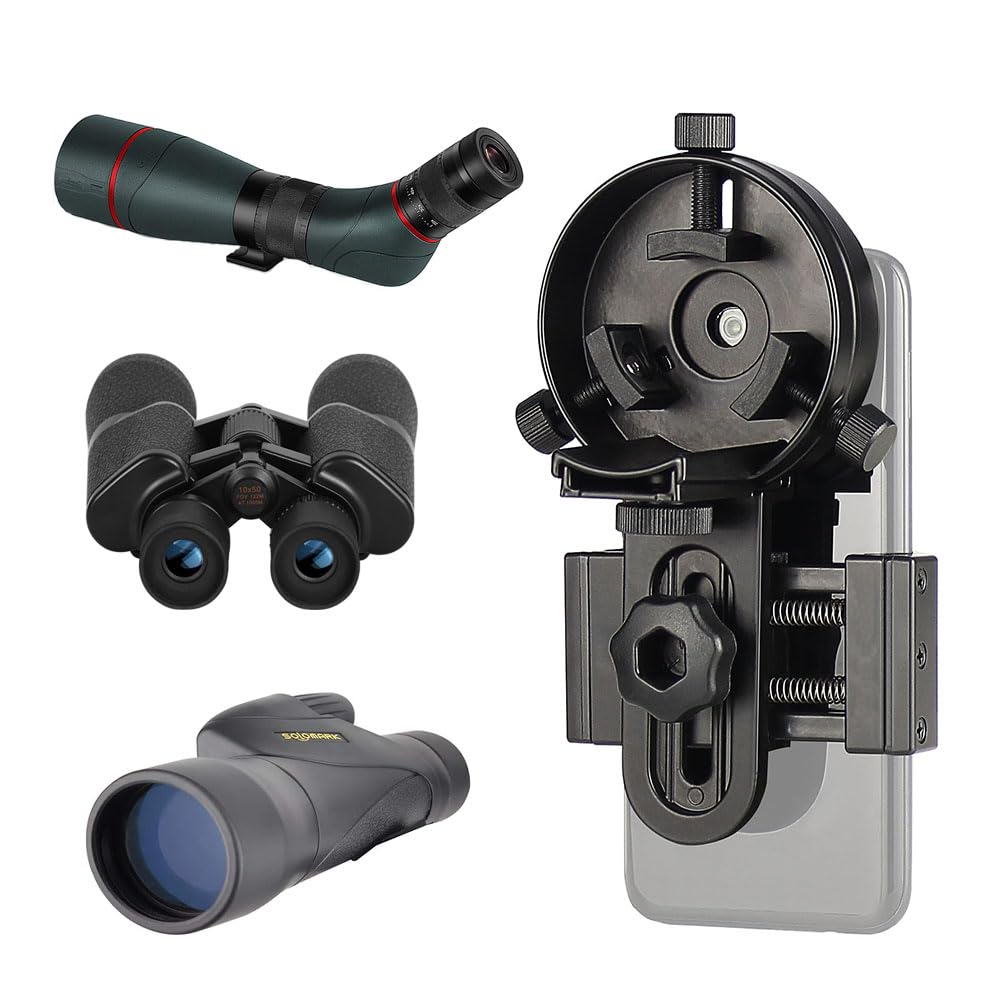 SOLOMARK Cell Phone Adapter Mount for Spotting Scopes Binoculars and Telescopes Compatible with iPhone 6Plus Samsung HTC LG and More - View 6 of 6