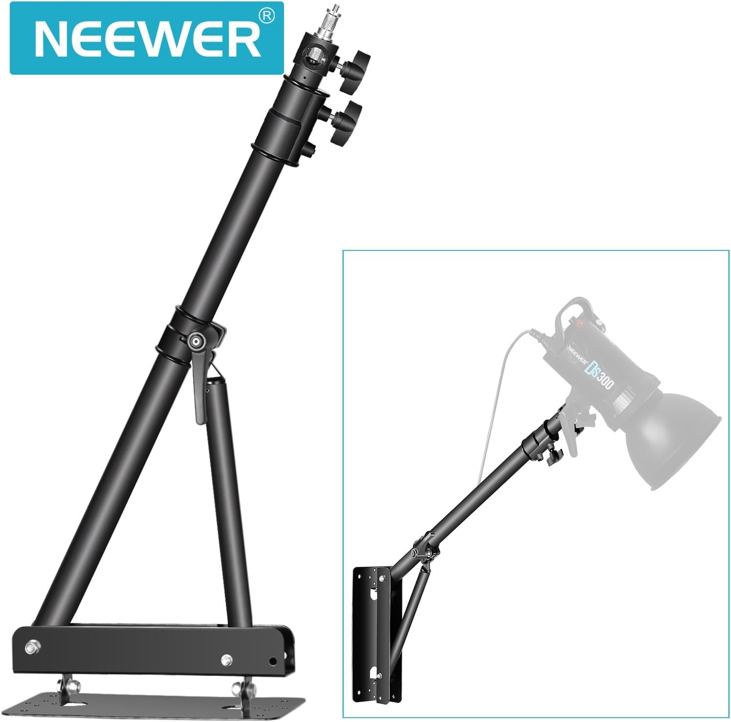 NEEWER Neewer Triangle Wall Mount Arm for Photography Studio Strobe Monolight Softboxes Umbrellas Reflectors 180cm Black - View 2 of 8