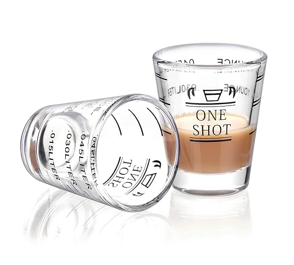 NCnnwovf Heavy Glass Shot Glasses 1.5oz/45ml - 2 Pack Measuring Cups for Wine & Espresso