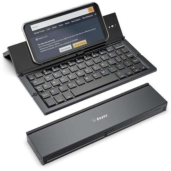 Geyes Geyes Foldable Bluetooth Keyboard: Portable Wireless Keyboard for iPhone, iPad, Tablets & Laptops - Compact Aluminum Design - View 2 of 9