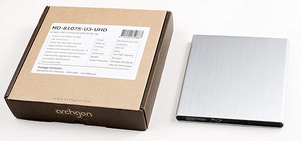 SEA TECH Archgon Premium Aluminum USB 3.0 UHD 4K Blu-Ray Writer for PC & Mac - Fast, Stylish, and Reliable - View 8 of 8