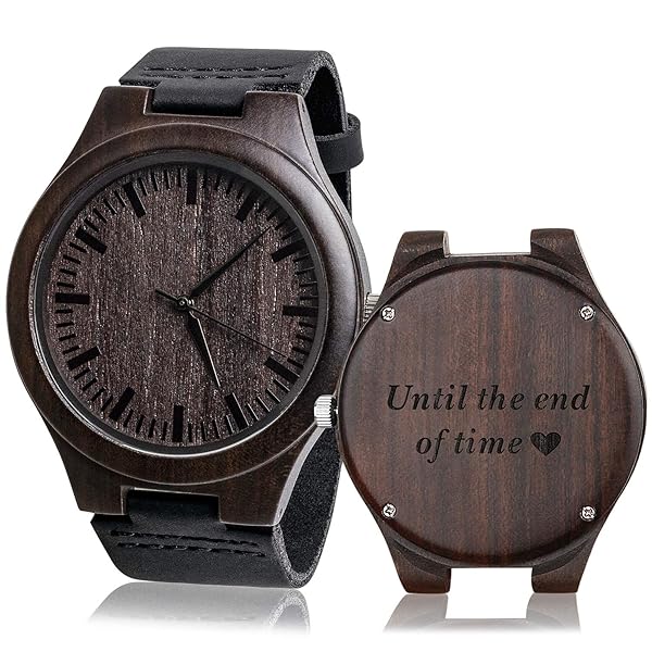 KOSTING KOSTING Engraved Wooden Watch Unique Wedding Gift for Husband or Boyfriend Perfect Anniversary Present