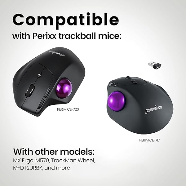 Perixx PERIPRO-303GP 34mm Replacement Trackball Glossy Purple Ball for Logitech M570 MX Ergo PERIMICE-517 717 Smooth Precise Control - View 5 of 8