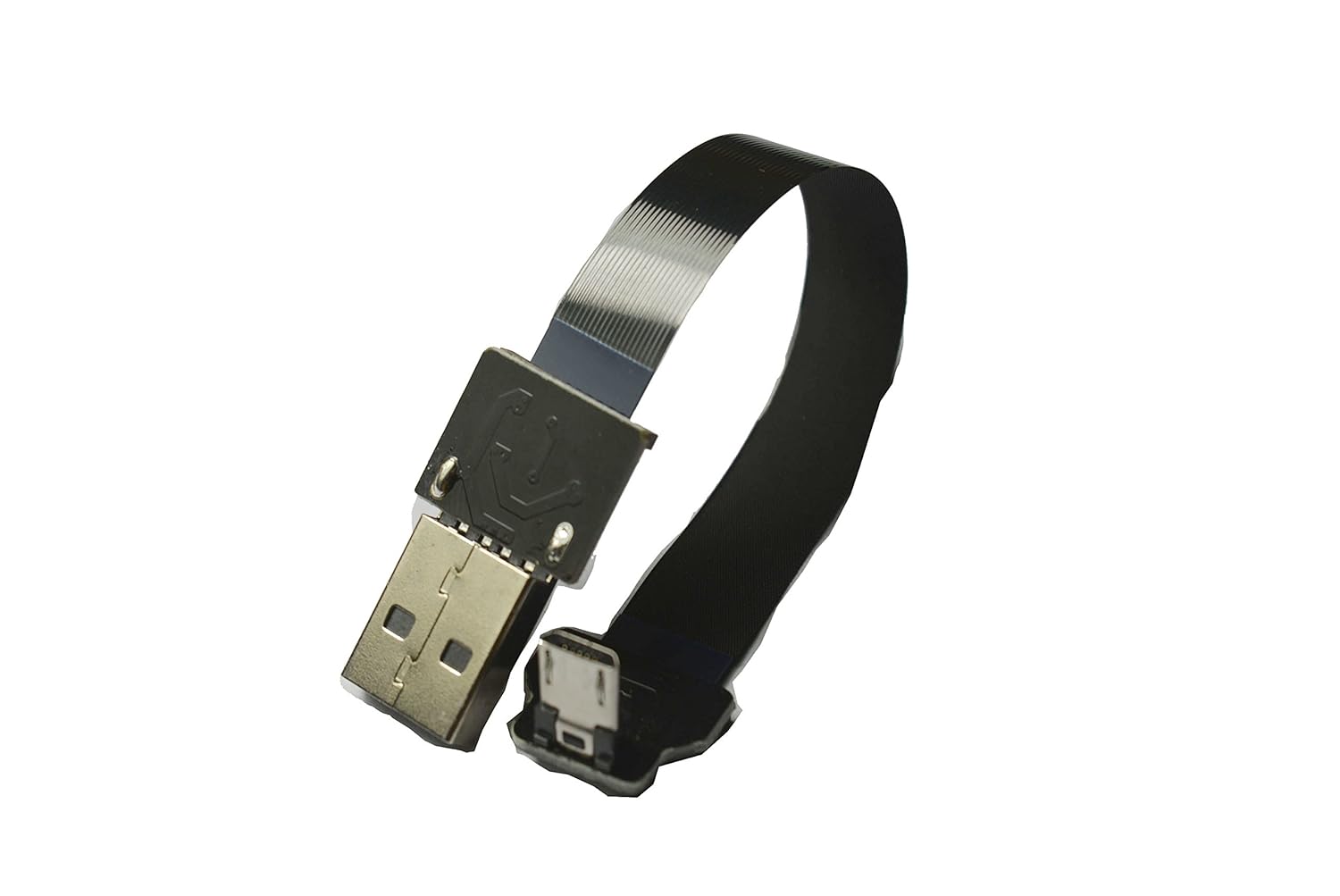 Permanent Permanent Ribbon Micro USB Cable 90 Degree Angled Male to Standard USB A for Sync and Charging Black 15CM Flat Slim Thin FPC Cable - View 6 of 7