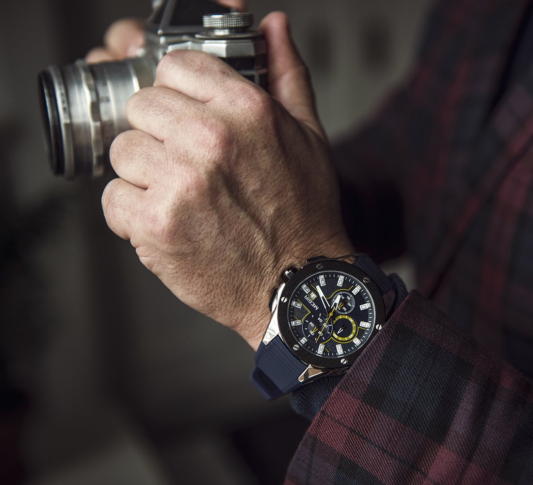 MEGIR MEGIR Men's Sports Chronograph Luminous Quartz Watch with Blue Silicone Strap Ideal for Gifts - View 2 of 9