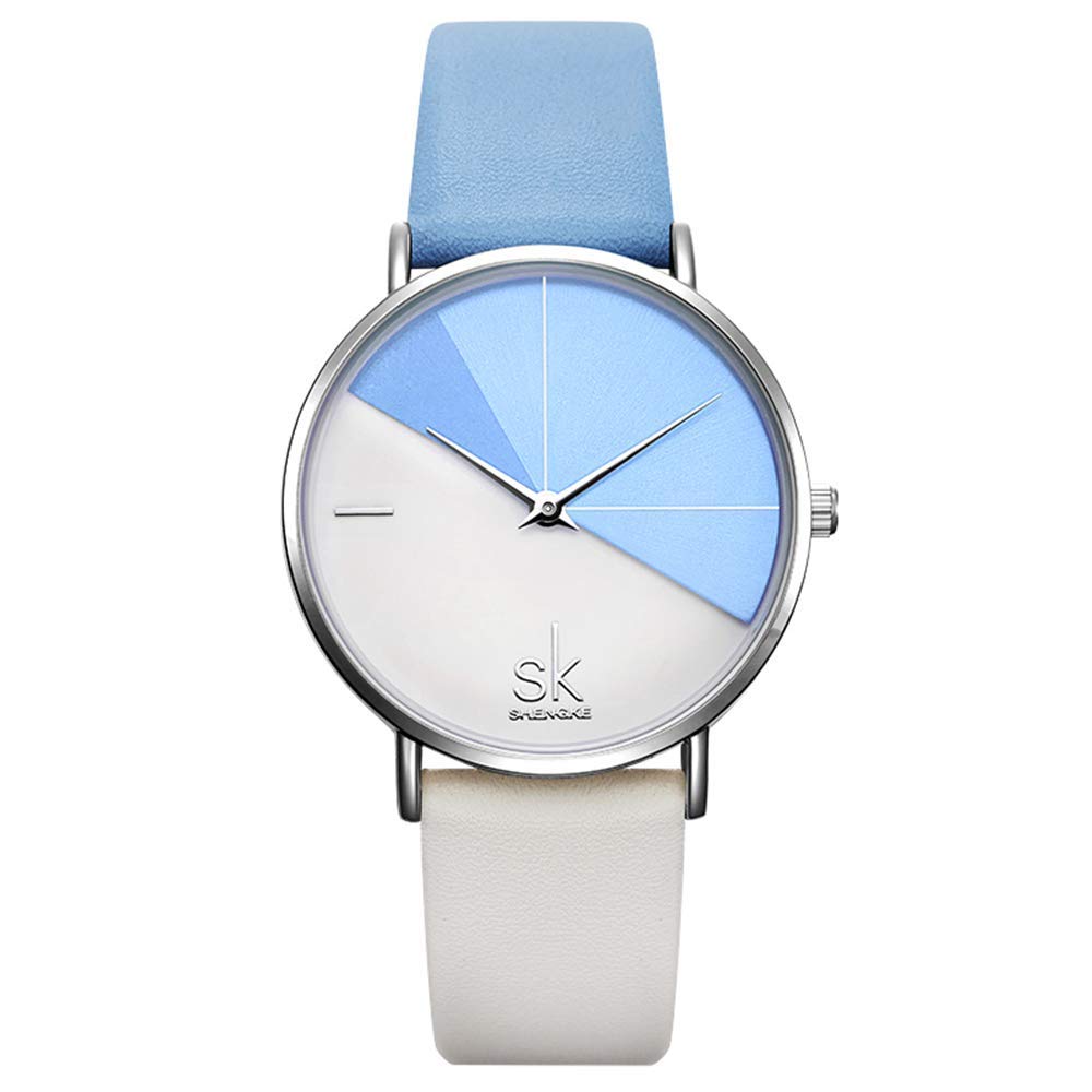 SHENGKE SHENGKE Creative Simplicity Women Watch Genuine Leather Elegant Business Wristwatch for Ladies in Grey - View 8 of 8