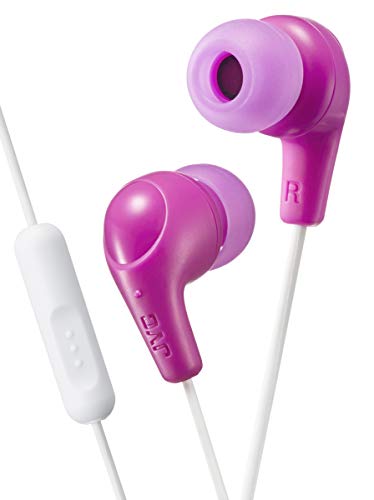 JVC HA-FX65M Pink Gumy Plus Headphones with Microphone for Superior Sound Quality