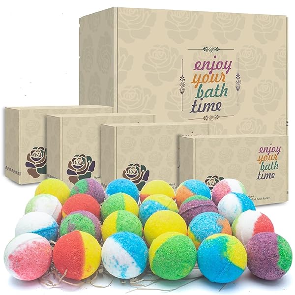 INTEYE INTEYE Organic Bath Bombs Gift Set - 24 Handmade Fizzies for Moisturizing Skin | Perfect Gift for Kids, Her, Him, Birthdays & Holidays