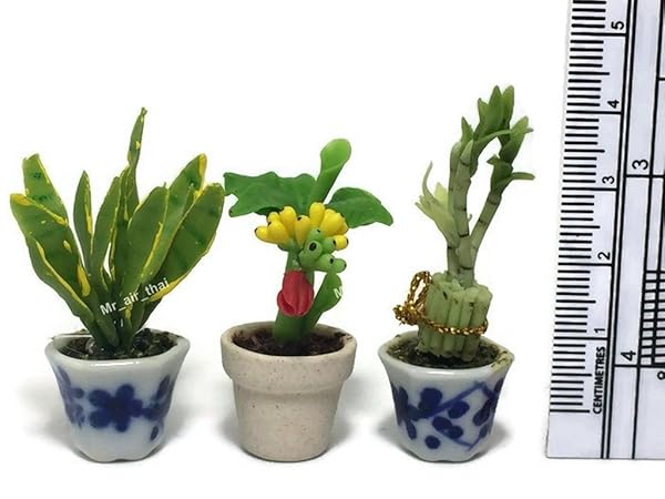 Mr_air_thai_Miniature Cactus and Flower 3pc Miniature Flower Clay Dollhouse Fairy Garden Mini Plant Trees Ceramic Furniture Bundles Artificial Tiny Orchid - View 4 of 4