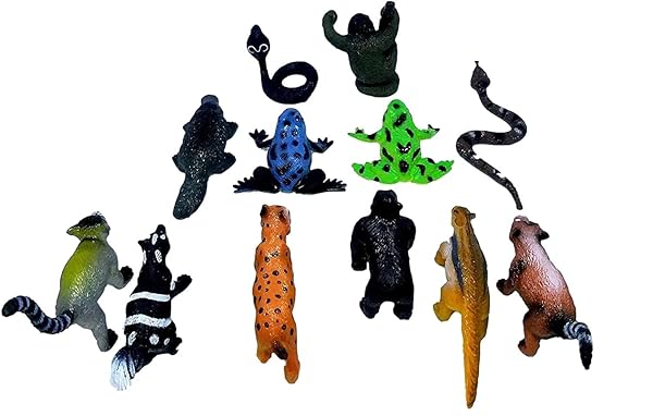 SENSORY4U Mini Safari Jungle Animals Play Set with 28 Assorted Creatures for Kids Educational Counting and Sensory Play Party Favors - View 3 of 7
