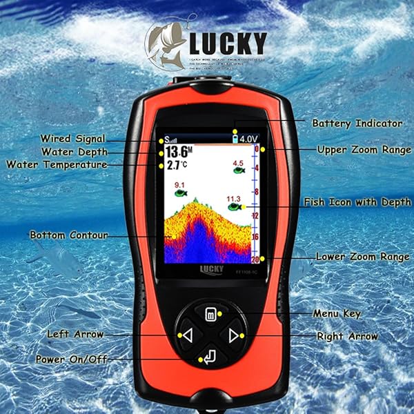 LUCKY LUCKY Portable Fish Finder Handheld Kayak Depth Finder Sonar Sensor for Boat and Sea Fishing - View 8 of 9