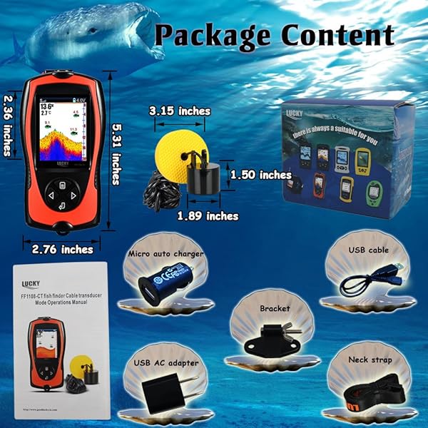 LUCKY LUCKY Portable Fish Finder Handheld Kayak Depth Finder Sonar Sensor for Boat and Sea Fishing - View 9 of 9