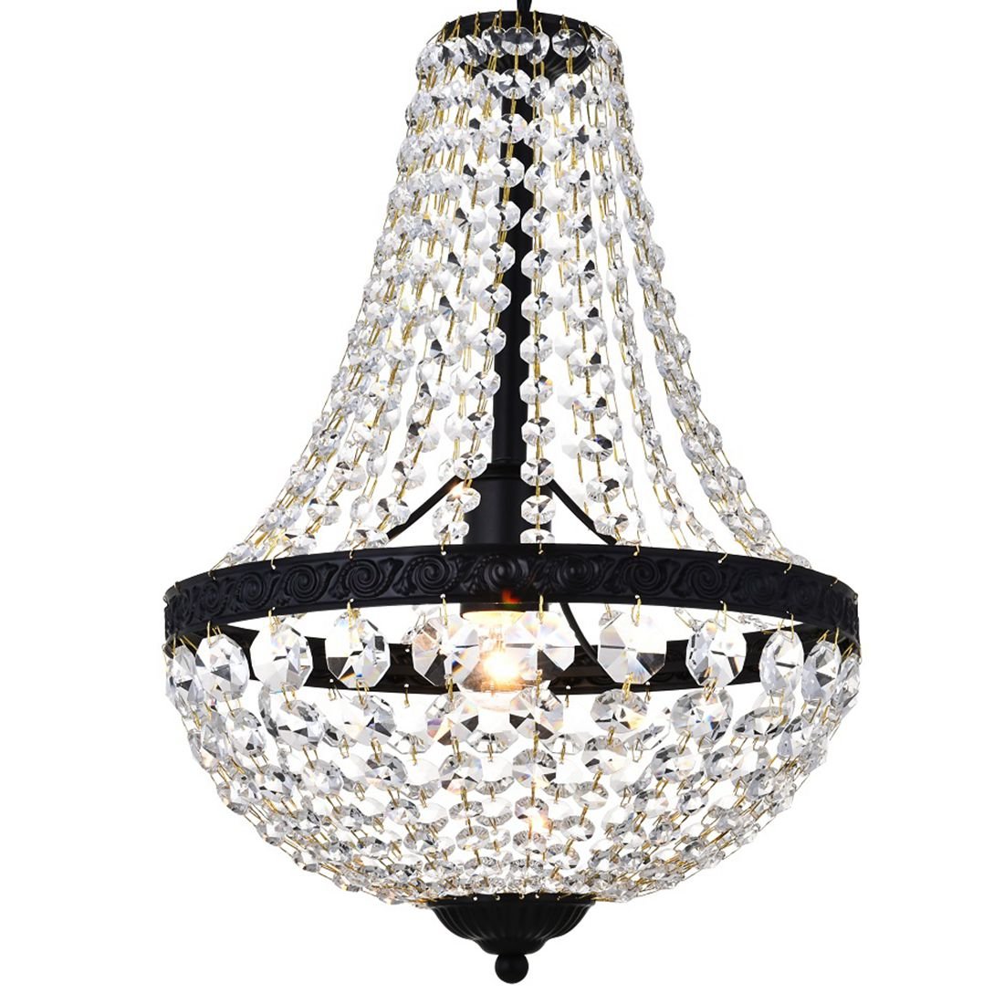 Bestier Modern French Empire Black Crystal Pendant Chandelier LED Ceiling Light for Dining Room Bathroom Bedroom Living Room 1E26 Bulbs Required - View 5 of 9