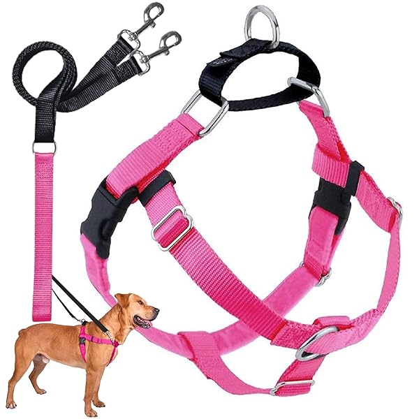 2 Hounds Design 2 Hounds Design Freedom No Pull Dog Harness Adjustable Leash Set for Small Medium Large Dogs Comfortable Control Made in USA Hot Pink