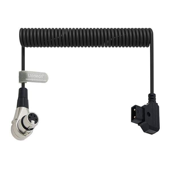 Uonecn ARRI ALEXA Camera Right Angle 90 Degree XLR 4 Pin Female to D-tap Power Spring Cable for Battery Adapter Supply - View 2 of 6