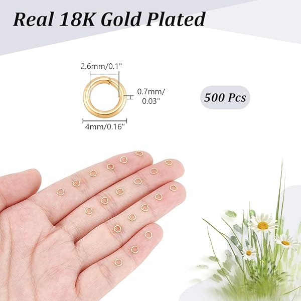NBEADS NBEADS 500pcs 4mm Gold Jump Rings 304 Stainless Steel 18K Gold Plated for Jewelry Making Necklaces Bracelets Earrings Keychains - View 2 of 8