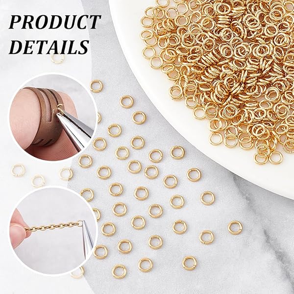 NBEADS NBEADS 500pcs 4mm Gold Jump Rings 304 Stainless Steel 18K Gold Plated for Jewelry Making Necklaces Bracelets Earrings Keychains - View 5 of 8
