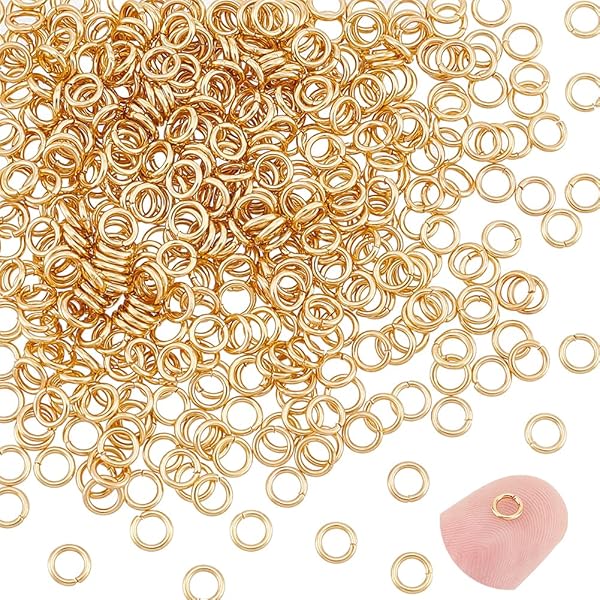 NBEADS NBEADS 500pcs 4mm Gold Jump Rings 304 Stainless Steel 18K Gold Plated for Jewelry Making Necklaces Bracelets Earrings Keychains