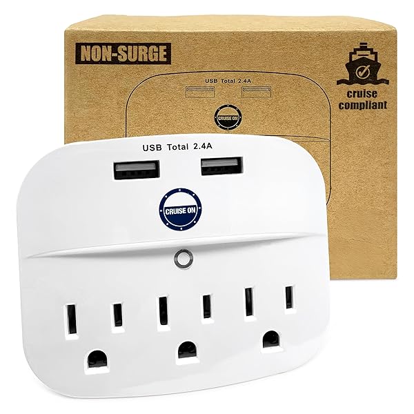 Cruise On Cruise Power Strip with USB Outlets Non Surge Protection Ship Approved Travel Accessories by Cruise On