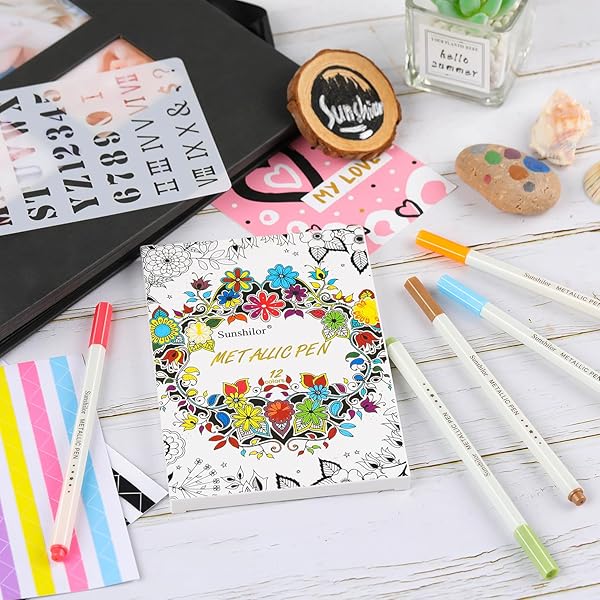 Sunshilor Sunshilor Metallic Markers Set of 12 - Perfect for Black Paper, Rock Painting, Card Making & More! - View 7 of 8