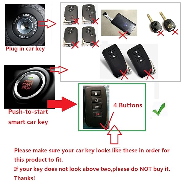 M.JVisun Carbon Fiber Key Fob Case for Lexus ES GS IS LX NX RX RC RC-F Smart Keyless Remote Red 4 Buttons Men's Women's Cover - View 3 of 6