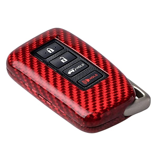 M.JVisun Carbon Fiber Key Fob Case for Lexus ES GS IS LX NX RX RC RC-F Smart Keyless Remote Red 4 Buttons Men's Women's Cover - View 4 of 6