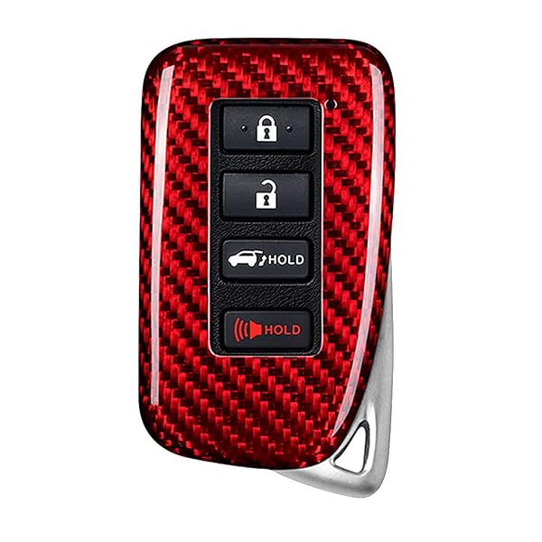 Carbon Fiber Key Fob Case for Lexus ES GS IS LX NX RX RC RC-F Smart Keyless Remote Red 4 Buttons Men's Women's Cover