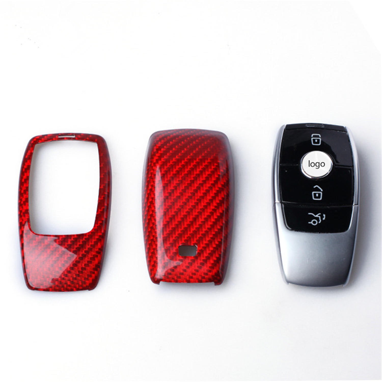 M.JVisun M.JVisun Carbon Fiber Key Fob Cover for Mercedes-Benz A C G E S Class 2017-2022 Smart Remote Case Red - View 4 of 7