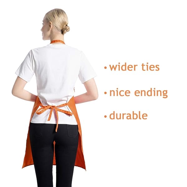 TSD STORY TSD STORY Orange Plain Bib Aprons Bulk for Adults with 2 Pockets Size 24X28 Ideal for Cooking and Painting 15PCS - View 5 of 9