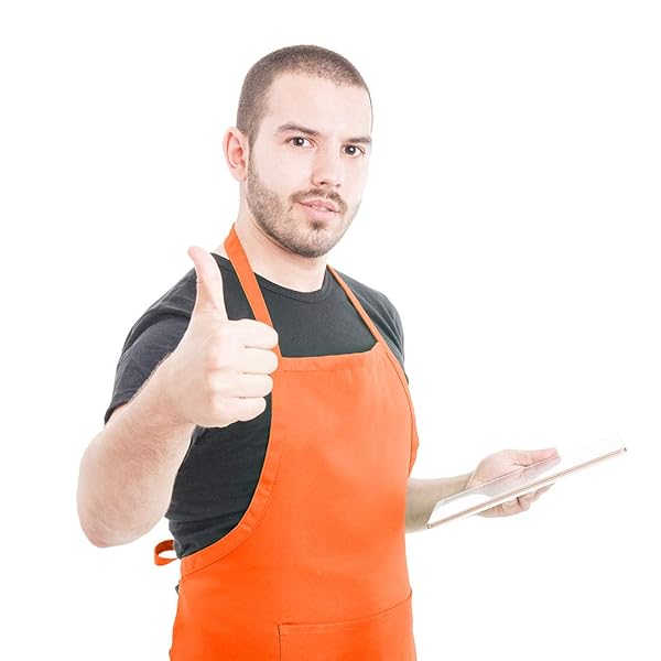 TSD STORY TSD STORY Orange Plain Bib Aprons Bulk for Adults with 2 Pockets Size 24X28 Ideal for Cooking and Painting 15PCS - View 9 of 9