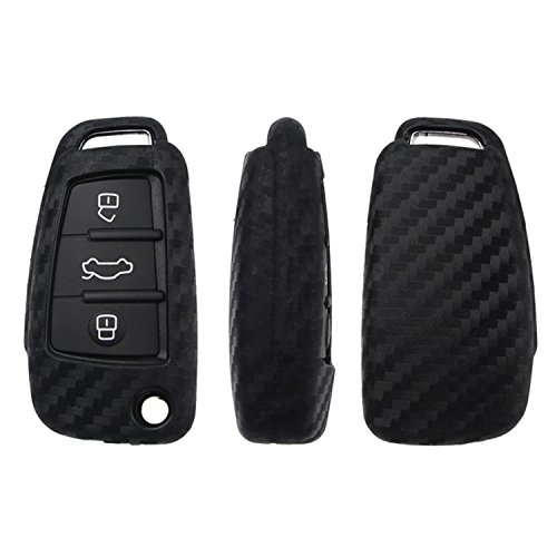M.JVisun M.JVisun Soft Silicone Rubber Carbon Fiber Key Fob Cover for Audi A1 A3 S3 Q3 Q7 R8 TT Black Keyless Entry Remote Case - View 4 of 8