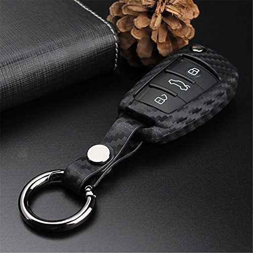 M.JVisun M.JVisun Soft Silicone Rubber Carbon Fiber Key Fob Cover for Audi A1 A3 S3 Q3 Q7 R8 TT Black Keyless Entry Remote Case - View 6 of 8