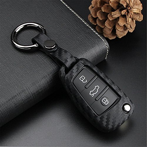 M.JVisun M.JVisun Soft Silicone Rubber Carbon Fiber Key Fob Cover for Audi A1 A3 S3 Q3 Q7 R8 TT Black Keyless Entry Remote Case - View 8 of 8