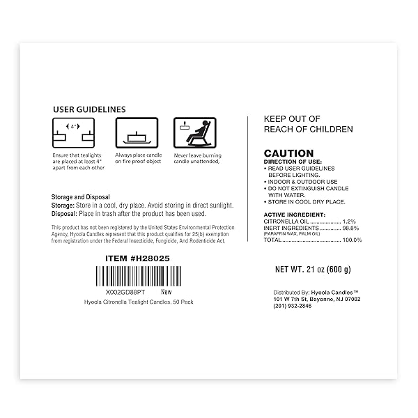 Hyoola Hyoola Tealight Citronella Candles - 100 Pack, DEET Free, 4-Hour Burn for Effective Mosquito Repellent - View 3 of 9