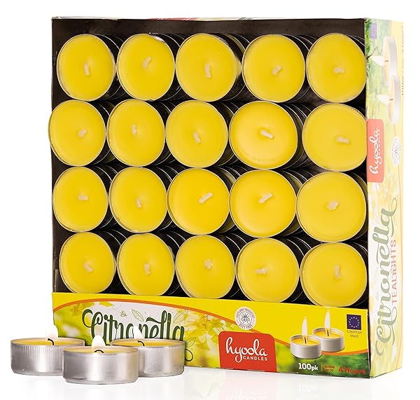 Hyoola Hyoola Tealight Citronella Candles - 100 Pack, DEET Free, 4-Hour Burn for Effective Mosquito Repellent - View 2 of 9