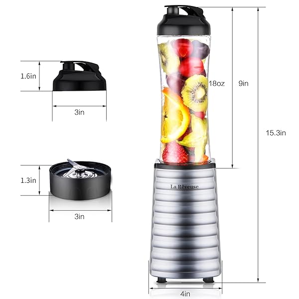 La Reveuse La Reveuse Smoothies Blender 300 Watt with 18 oz BPA Free Travel Bottle Dishwasher Safe for Easy Blending on the Go - View 6 of 10