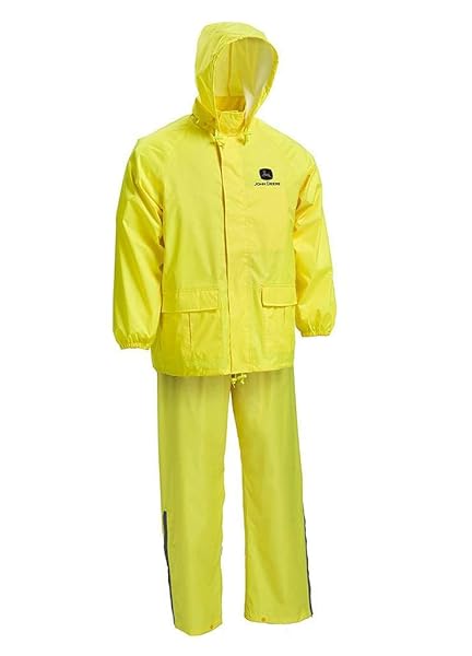 John Deere West Chester John Deere JD44510 High Visibility Safety Rain Suit 3 Piece Jacket Hood Bib Yellow X-Large