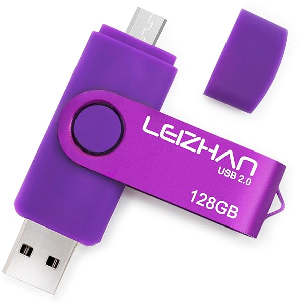 leizhan Leizhan 128GB OTG Micro USB Flash Drive for Android Phones Compatible with Samsung Xiaomi LG Sony OnePlus HTC Meizu Purple - View 3 of 9