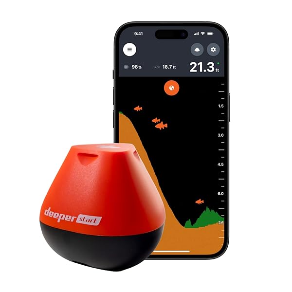 Deeper Deeper START Smart Fish Finder: Portable Depth Finder for Dock & Shore Fishing | Castable & App-Compatible
