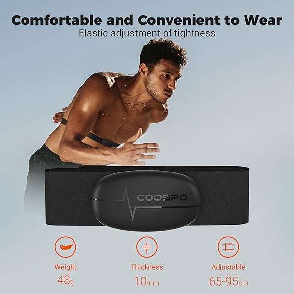 CooSpo COOSPO H6 Heart Rate Monitor: Bluetooth 4.0 Chest Strap for Peloton, Garmin & More - IP67 Waterproof Sensor - View 3 of 9