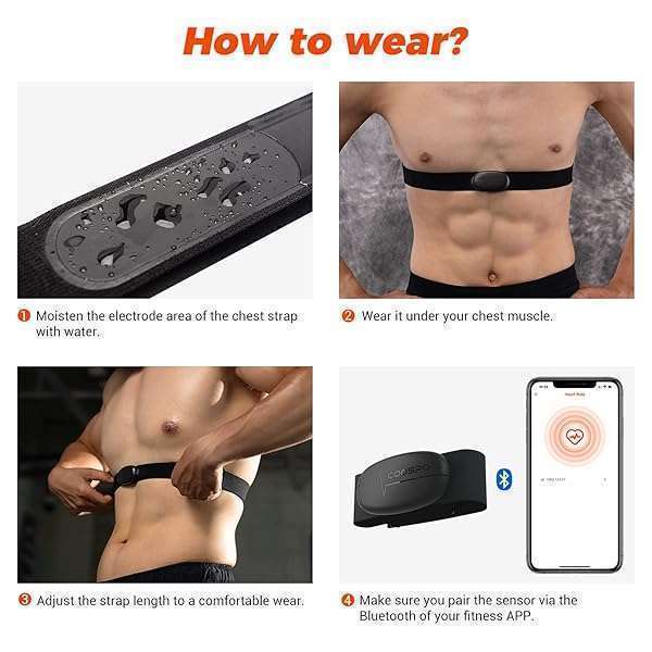 CooSpo COOSPO H6 Heart Rate Monitor: Bluetooth 4.0 Chest Strap for Peloton, Garmin & More - IP67 Waterproof Sensor - View 8 of 9