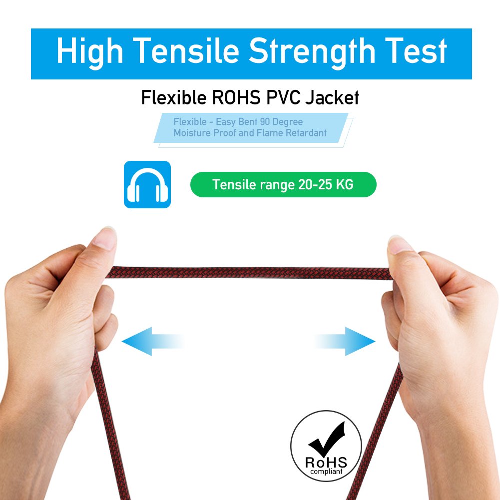 Furui 50ft XLR Cable Male to Female Nylon Braided Balanced Mic DMX Cable with Oxygen Free Copper Conductors - View 4 of 7