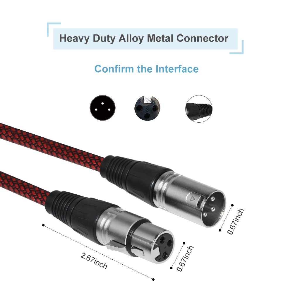 Furui 50ft XLR Cable Male to Female Nylon Braided Balanced Mic DMX Cable with Oxygen Free Copper Conductors - View 5 of 7