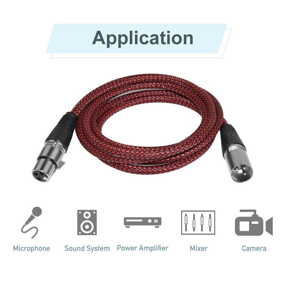 Furui 50ft XLR Cable Male to Female Nylon Braided Balanced Mic DMX Cable with Oxygen Free Copper Conductors - View 6 of 7